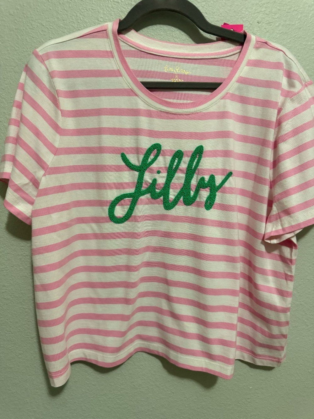 Lilly Pulitzer Keenan Knit Top XL Conch Shell Pink Striped NWT